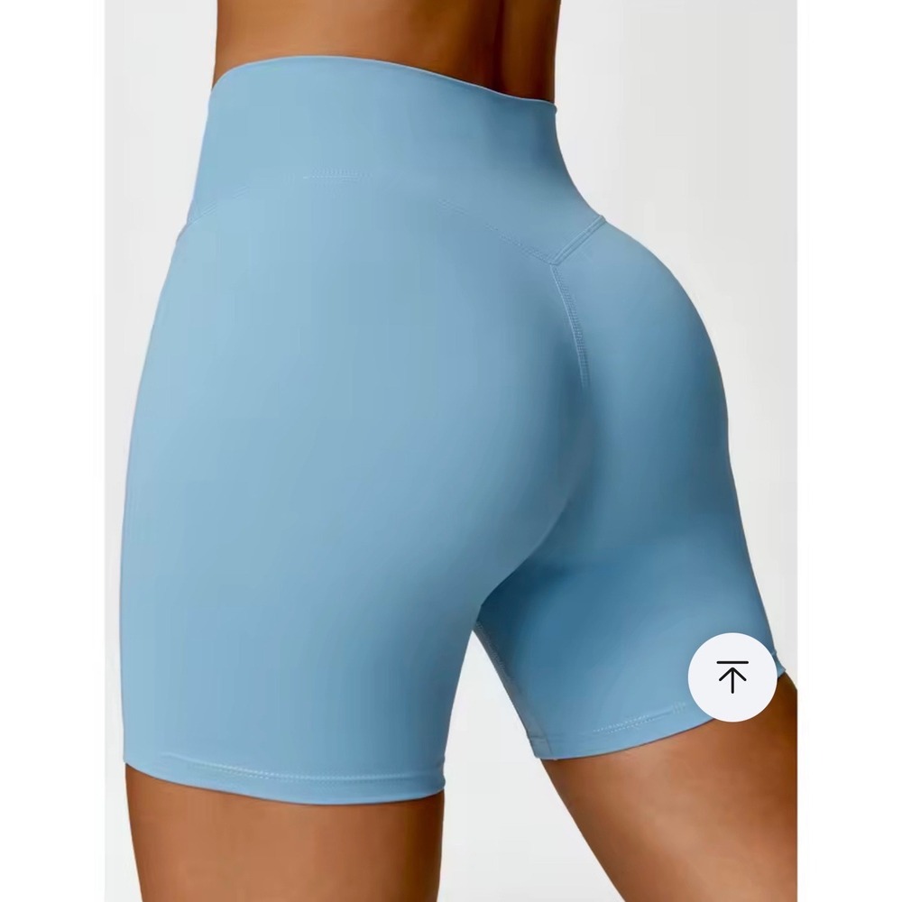 Blue High Waisted Biker Shorts Scrunch Butt Gym Workout Yoga Size M New